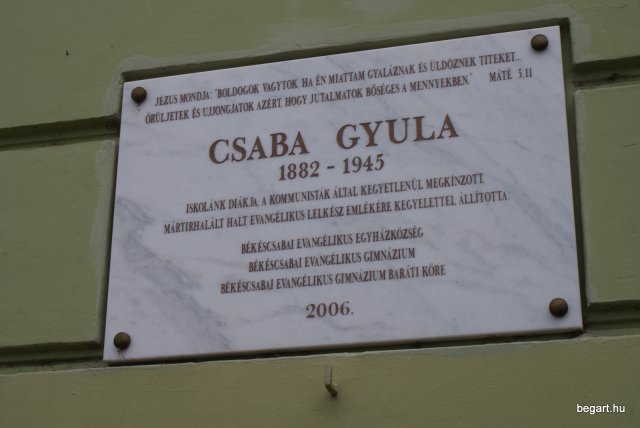 Csaba Gyula emléktábla koszorúzása